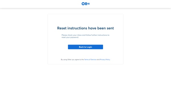 Forgot Password Otter Voice Meeting Notes - Otter.ai screen