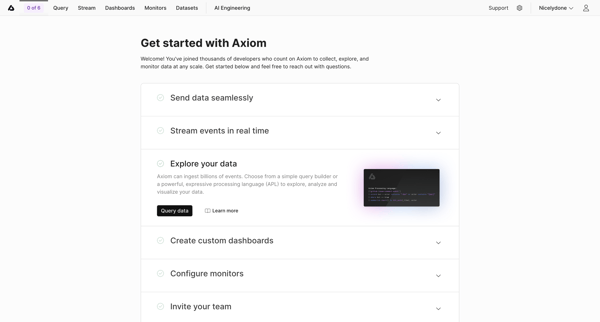 Getting Started screen