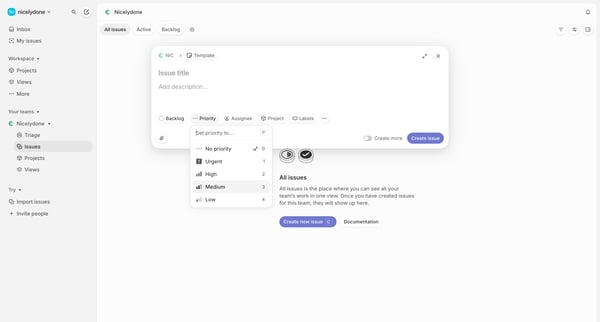 Nicelydone › All issues screen