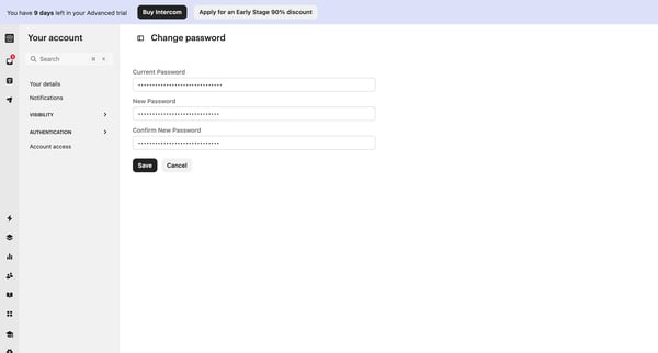 Change password | Nicelydone Intercom screen