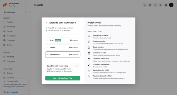 Requests | UserJot screen