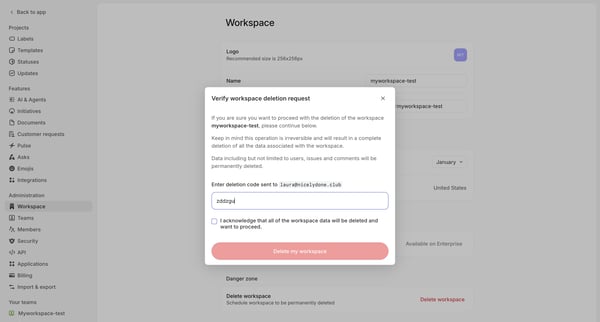 Workspace screen