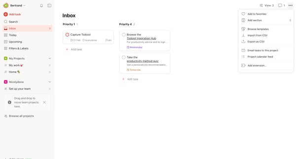 Inbox – Todoist screen