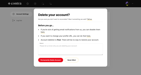 Account Settings | Contra from Contra