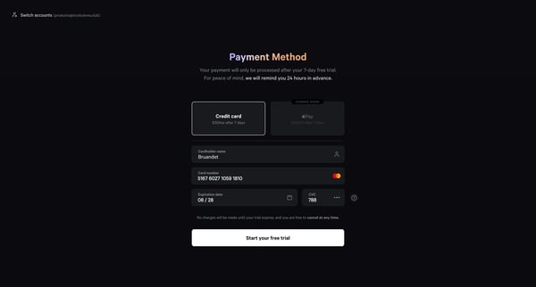 Onboarding | Payment Method from Fey