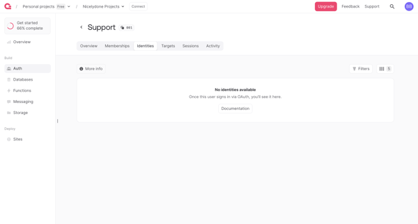 User - Appwrite screen