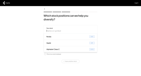 Cache – Get started screen