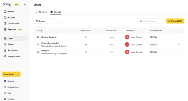 Sprig | User Insights Platform for Teams Building Better Product E screen