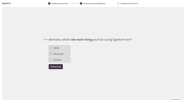 Typeform - Workspaces screen