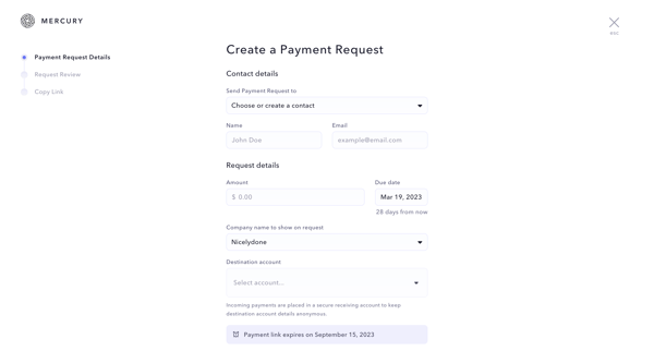 Mercury | Banking for startups screen