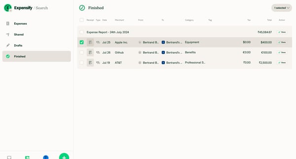 3 New Expensify screen