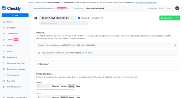 New heartbeat check screen