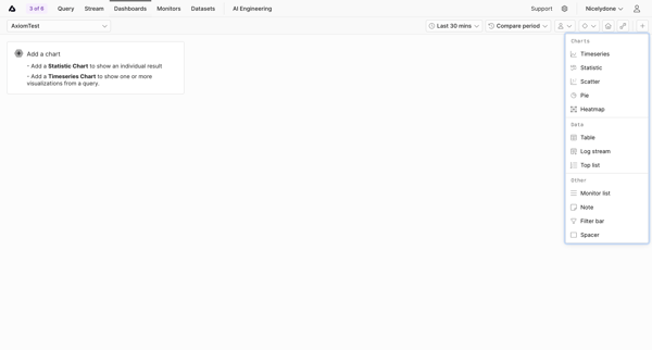 AxiomTest | Dashboards screen