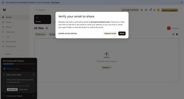 Files - Dropbox screen