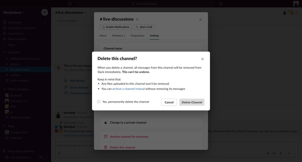 Slack | live-discussions Nicelydone screen