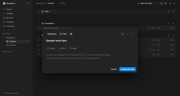 Nicelydone · Nicelydone screen