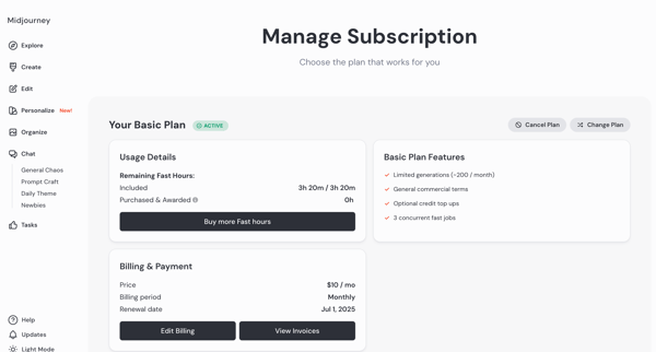 Account screen