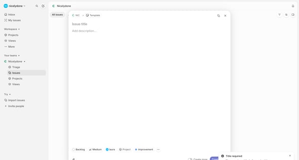 Nicelydone › All issues screen