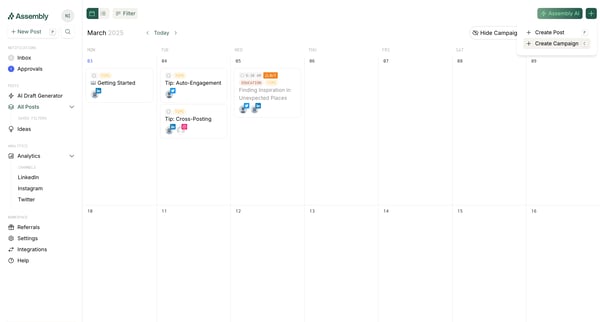 Calendar screen