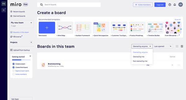 Miro | Online Whiteboard for Visual Collaboration screen