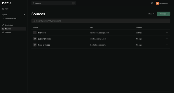 Deck Console screen
