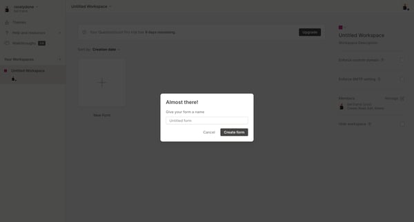 Workspaces - QuestionScout screen