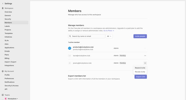 Members screen