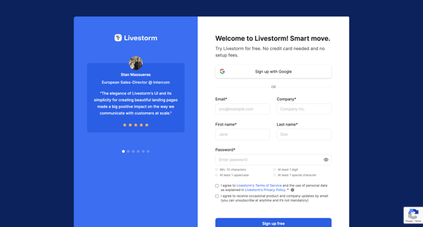 Dashboard | Livestorm screen