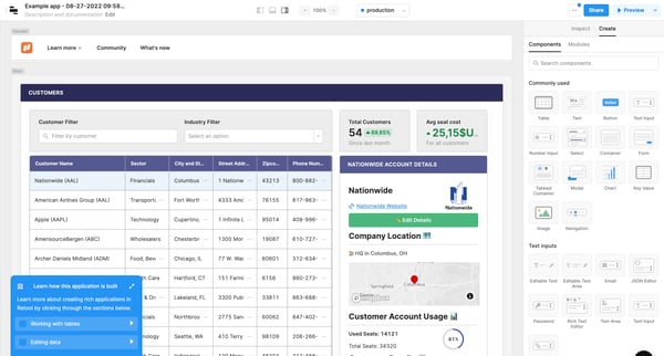 Example app - 08-27-2022 095831 | Editor  Retool screen