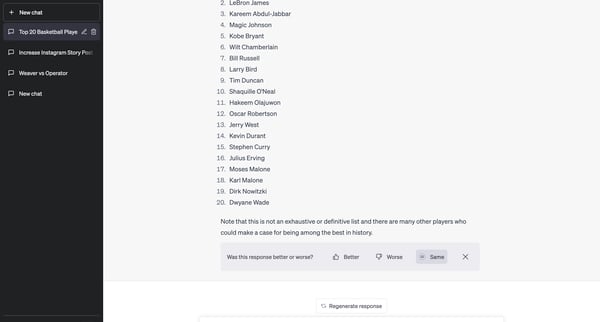 New chat from OpenAI
