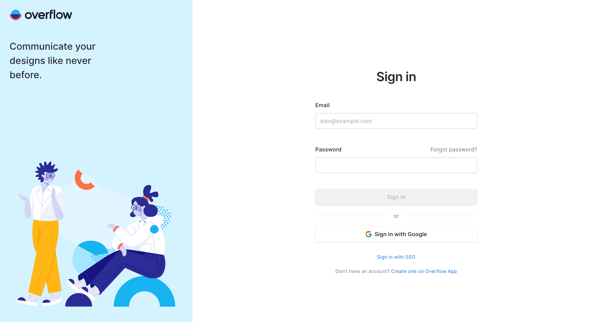 Sign in to your Overflow account | Overflow screen