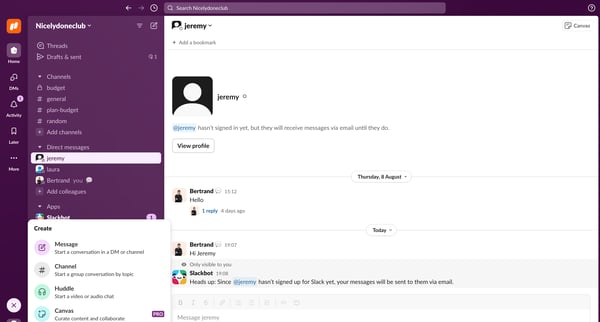 jeremy DM - Nicelydoneclub - 1 new item - Slack from Slack