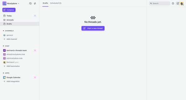 Threads | Drafts screen