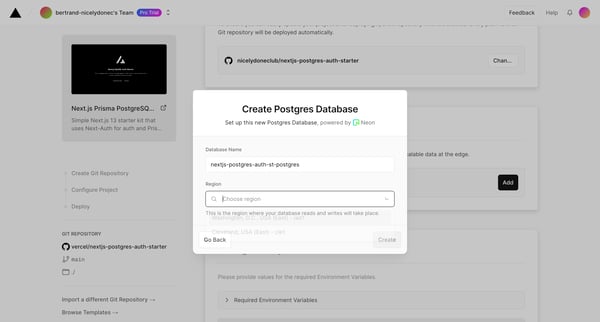 New Project – Vercel screen
