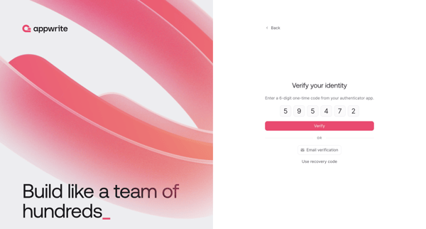 Verify - Appwrite screen