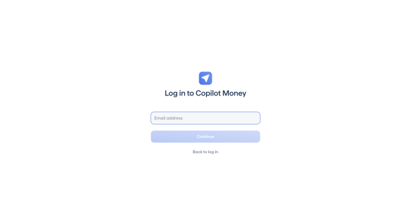 Copilot Money | Log in screen