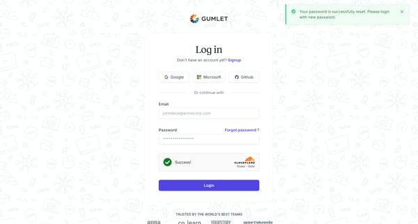 Login - Gumlet screen