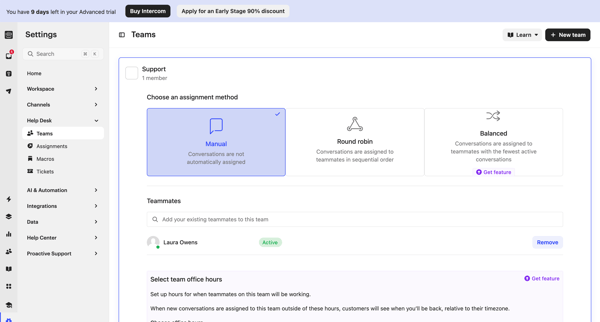 Teams | Nicelydone Intercom screen