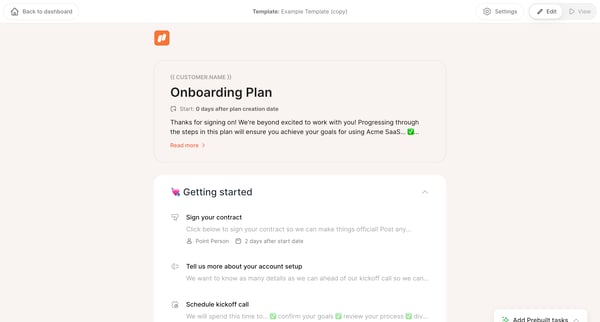 Example Template (copy) – Onboarding Plan – Nicelydone screen