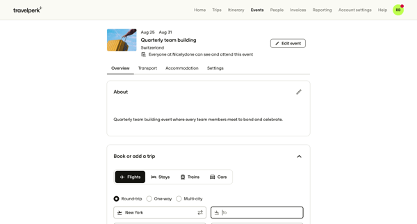 Quarterly team building — TravelPerk screen