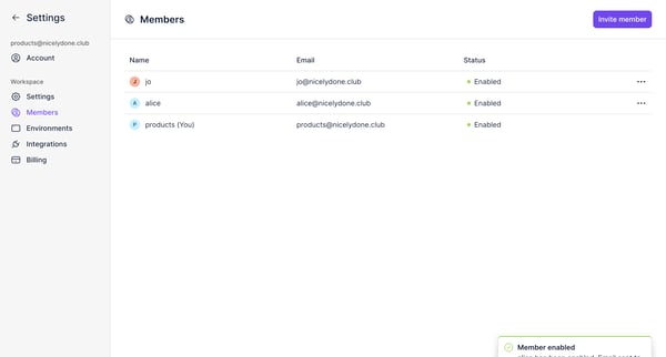 Members screen