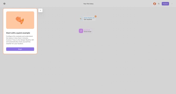 Your first story - Tines screen