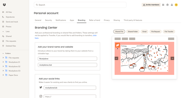 Branding - Dropbox screen