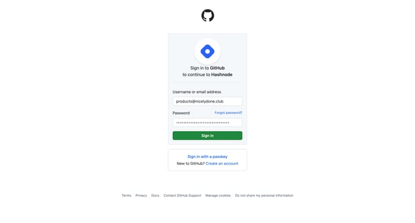 Sign in to GitHub · GitHub screen