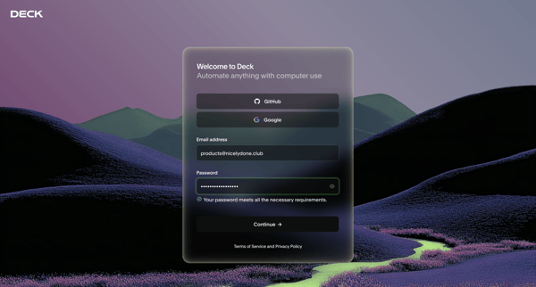 Deck Console screen
