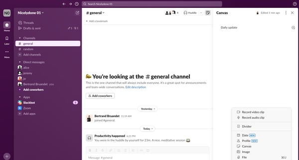 general Channel - Nicelydone 01 - Slack screen