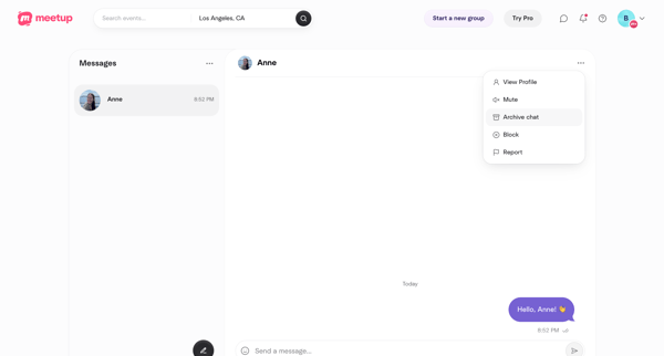 Direct messages | Meetup screen