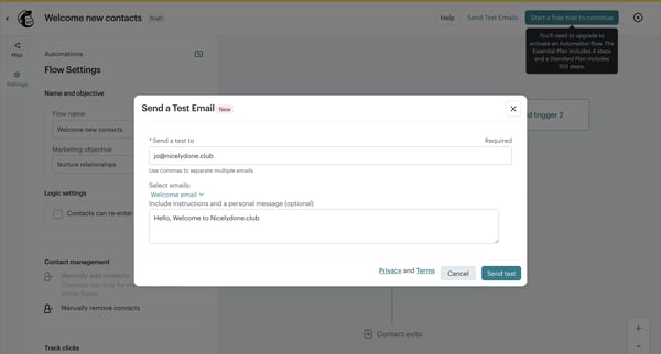 Automation flows | Mailchimp screen