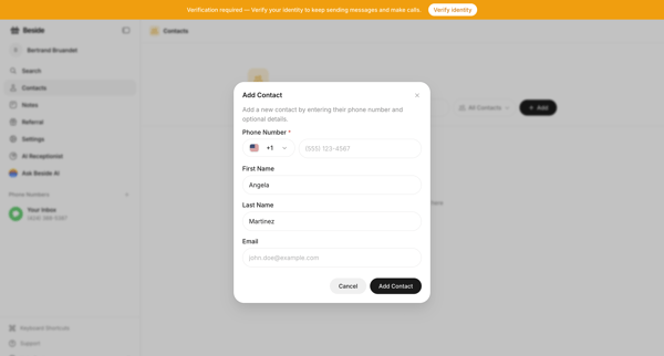 Contacts - Beside screen