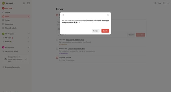 Inbox – Todoist screen